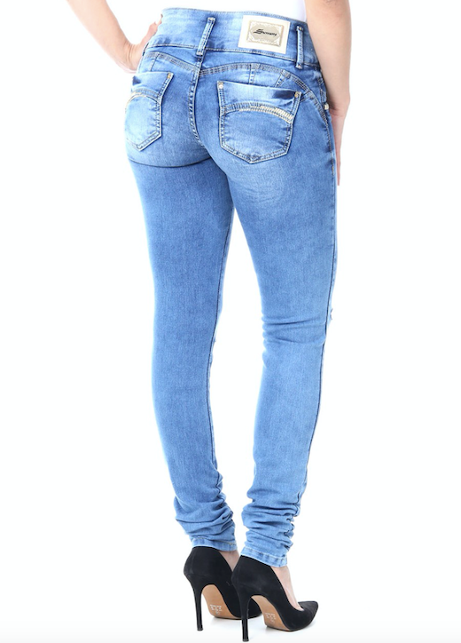 Calça jeans feminina de cintura baixa sawary 243221
