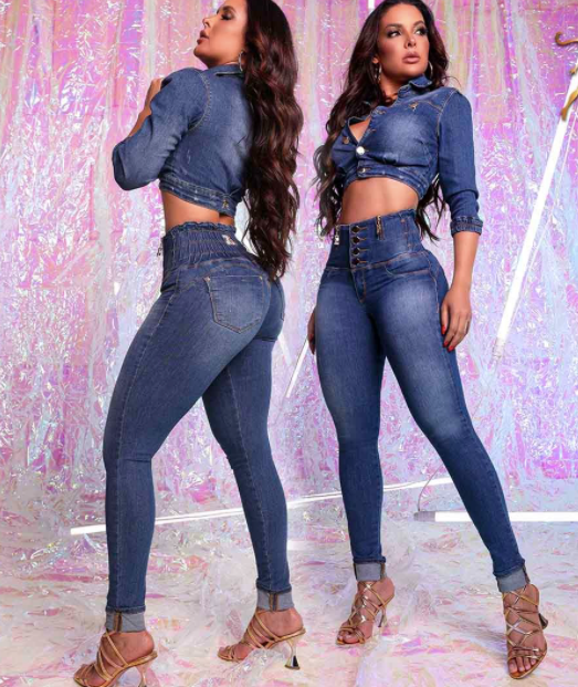 Calça jeans feminina de cintura alta Rhero 56573