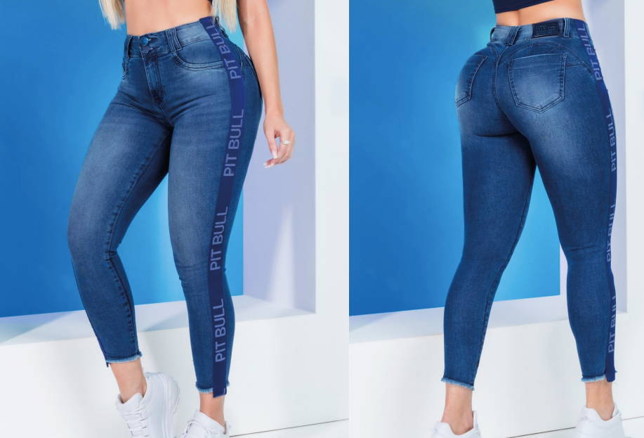 Calça jeans feminina cintura alta deals pit bull