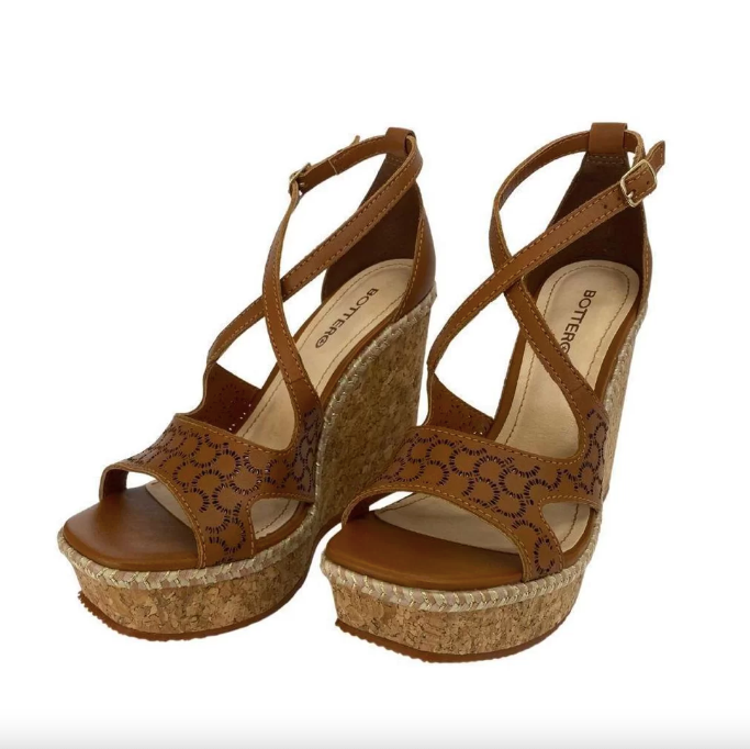 Bottero Women's Wedge Leather Sandal 341546