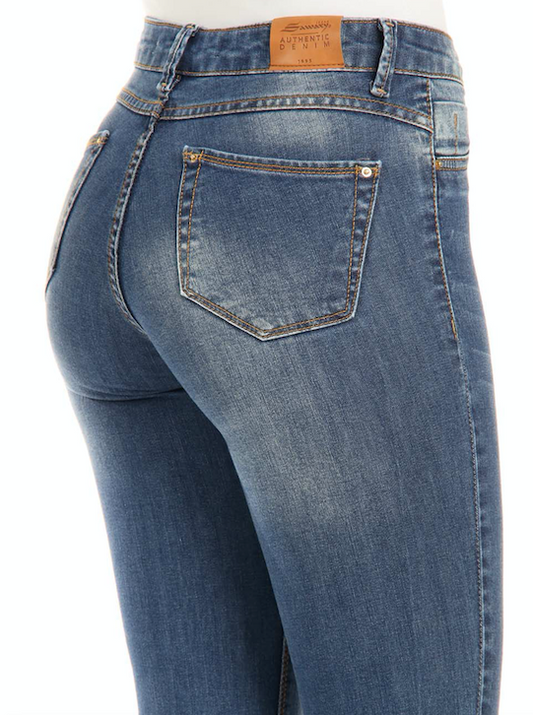 Calça jeans feminina de cintura baixa Sawary 244178