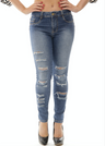 Sawary Pantalones vaqueros rasgados de talle bajo para mujer 246063