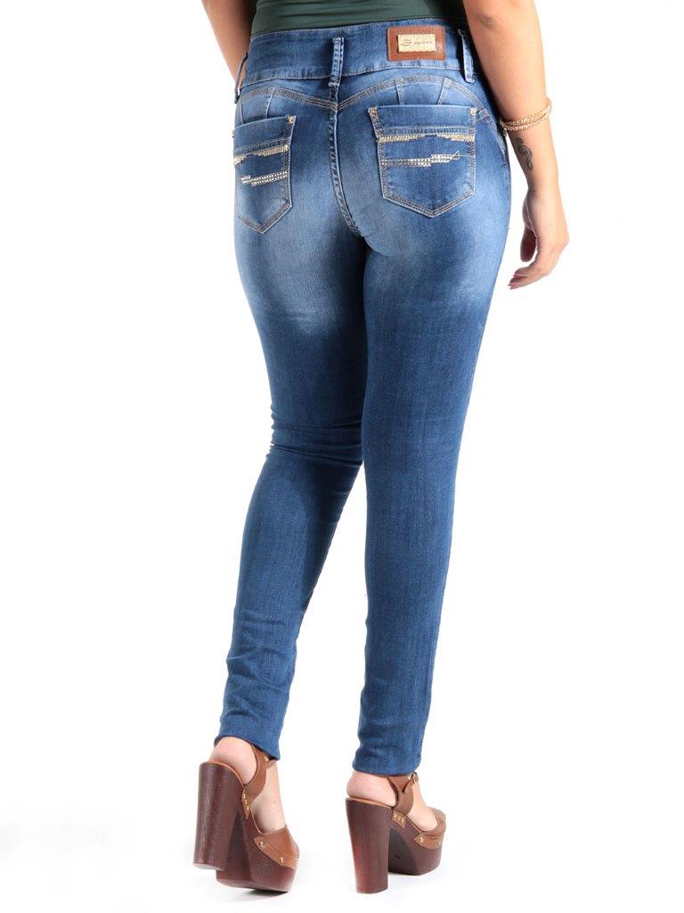 Calça jeans feminina de cintura baixa Sawary 247866