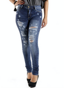 Sawary Pantalones vaqueros rasgados de talle bajo para mujer 248059