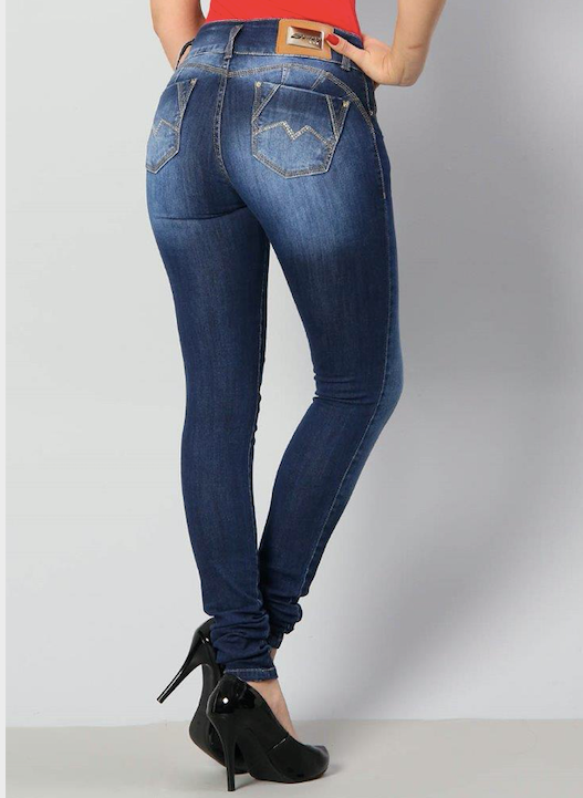 Calça jeans feminina de cintura baixa Sawary 248236