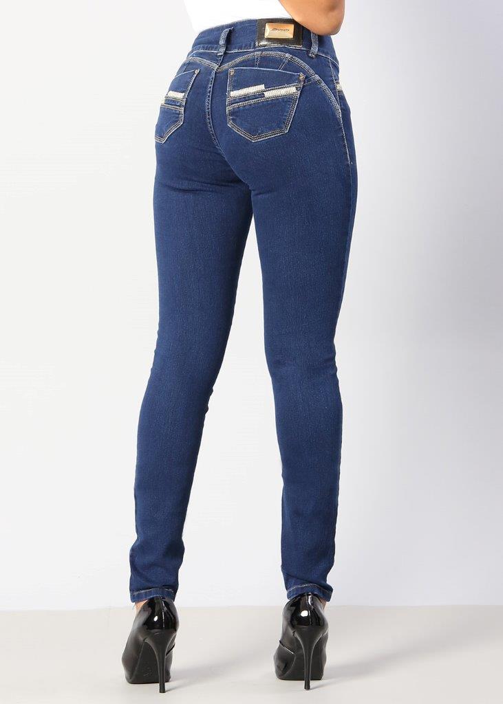 Calça jeans feminina de cintura baixa Sawary 248303