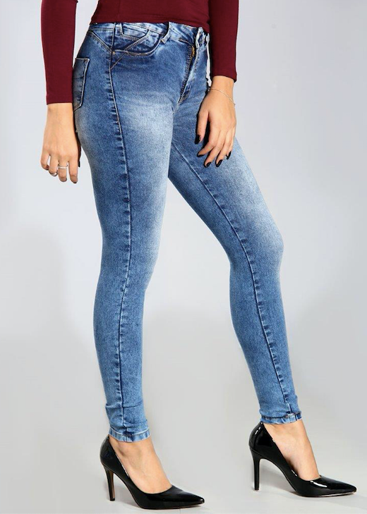 Calça jeans feminina de cintura baixa Sawary 249244