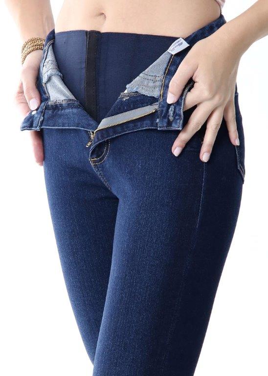 Sawary Pantalones vaqueros de talle alto con faja para mujer 253759
