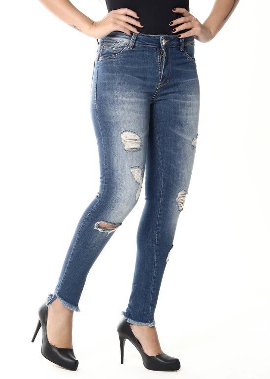 Sawary Pantalones vaqueros rasgados de talle bajo para mujer 254494