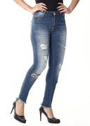 Sawary Pantalones vaqueros rasgados de talle bajo para mujer 254494