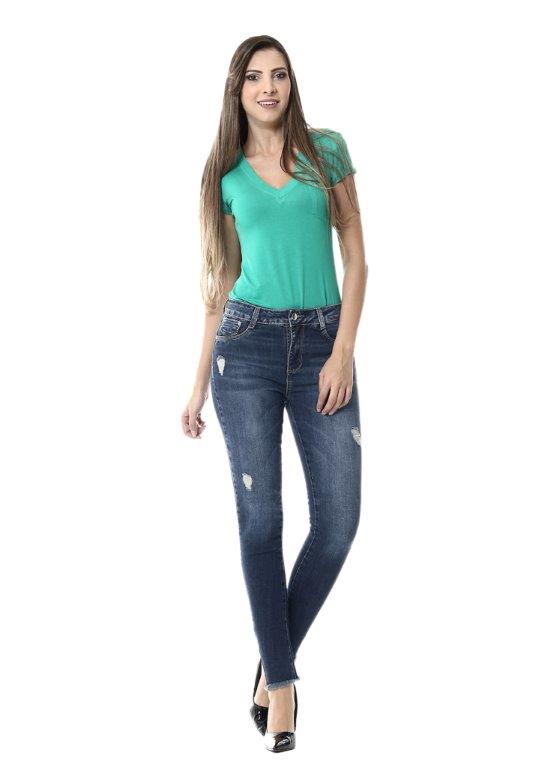 Calça jeans feminina de cintura baixa Sawary 254813