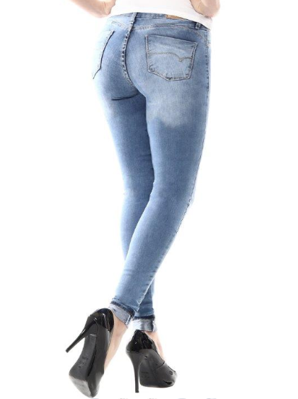 Calça jeans feminina de cintura baixa Sawary 255969