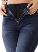 Sawary Pantalones vaqueros de talle alto con faja para mujer 256014